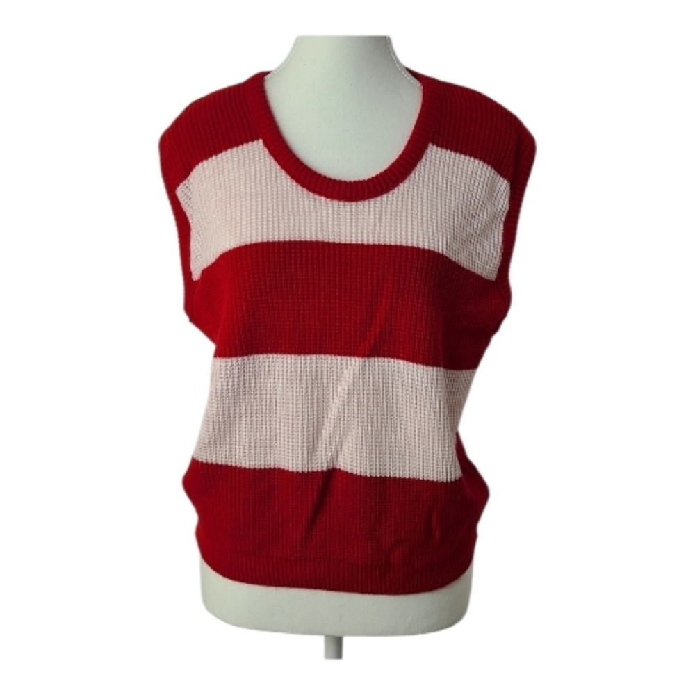 Papillon Vintage Women's Striped Knit Sleeveless Blouse Size M Stretch